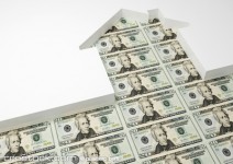 House shape made of dollar bills.