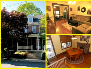 House exterior and cozy interior living spaces.