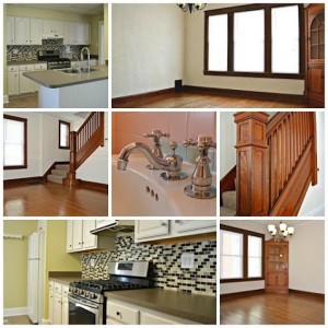 Collage of home interior and kitchen details.